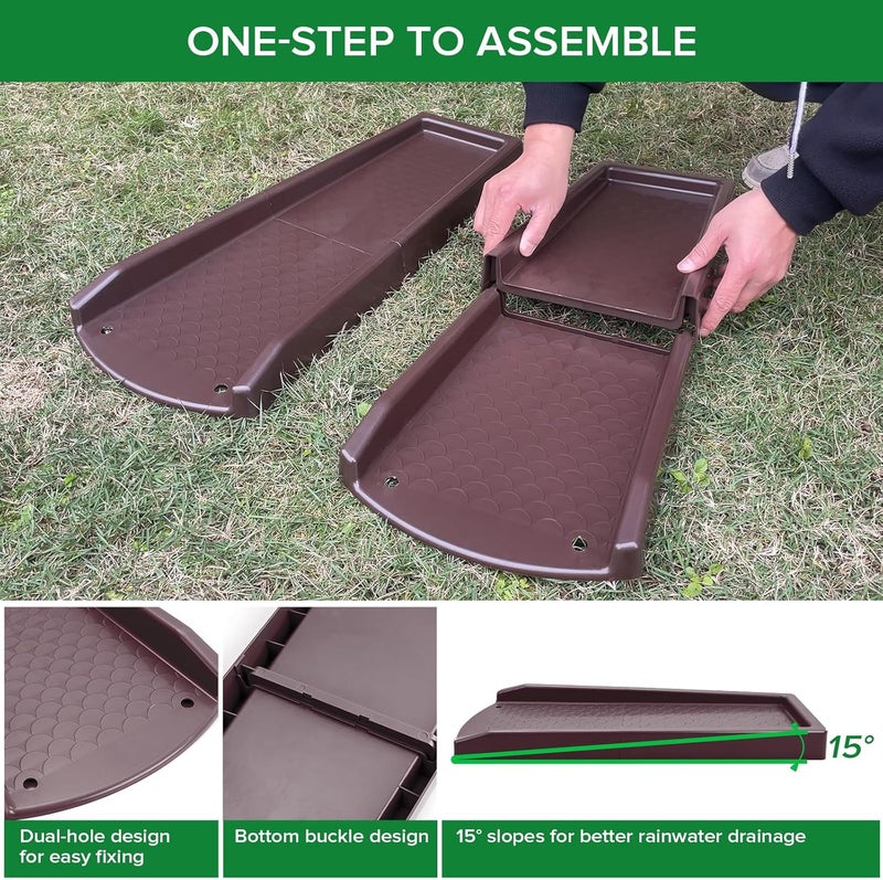 Ogutter Splash Blocks for Gutters Downspouts, 24" Downspout Extensions for Rain Water Drainage, Thickened Gutter Splash Guard with Fixing Piles(2 Pack, Brown) - Image 3